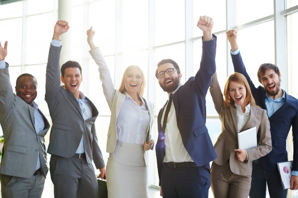des employés heureux