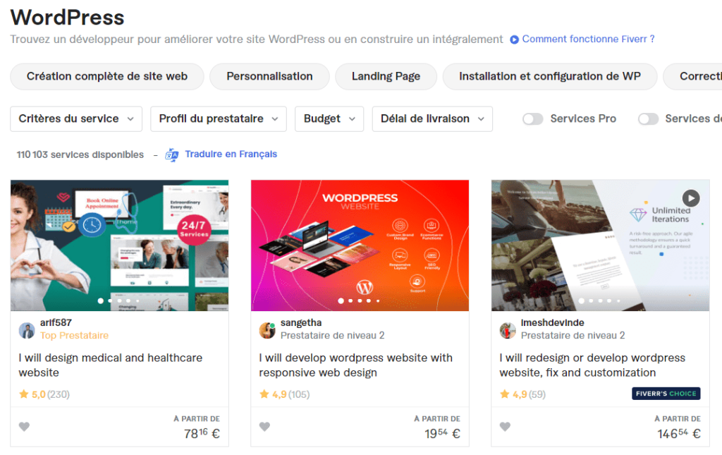Quelques microservices de Fiverr